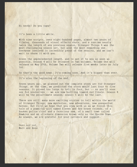 Duffer letter